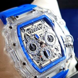 Invicta Clear Case Skeleton Chronograph with Blue Accents